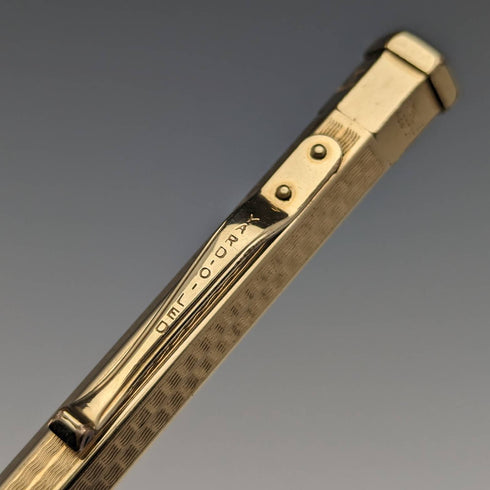 British Vintage Yard O Red Rolled Gold Hexagon Propelled Pencil